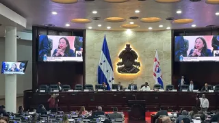 Familiar de una persona desaparecida dirige un mensaje ante el Congreso Nacional de Honduras