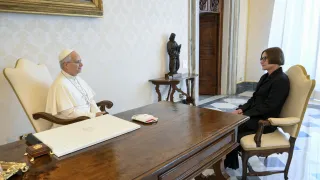 Pope Leo XIV and ICRC president Mirjana Spoljaric