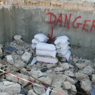 Deactivated cluster sub-munition in South Lebanon, Sadikine village.