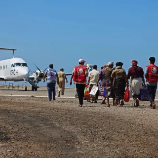 Mokha airport. Operation of repatriation of former detainees.