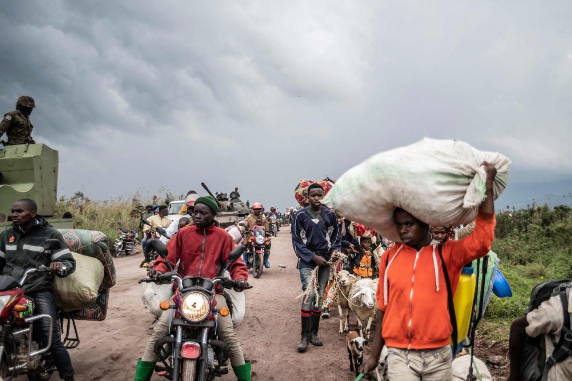 Provincia de Kivu Norte, República Democrática del Congo. Personas que huyen de los enfrentamientos camino a Goma.Moses Sawa Sawa/CICR