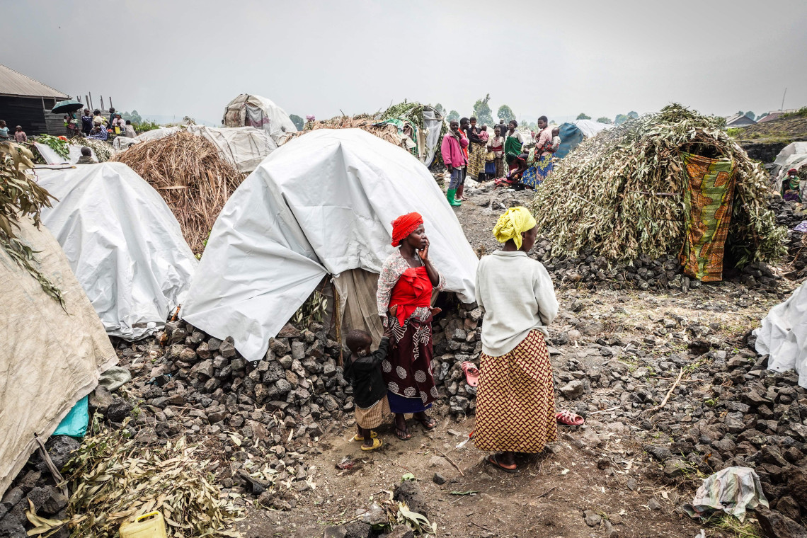 Site de déplacés à Sake, territoire de Masisi, province du Nord-Kivu.