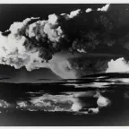 The explosion of the hydrogen bomb in World War II.