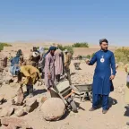An ICRC staff assessing a Cash-for-Work activity in Trinkot, Uruzgan