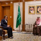 President Spoljaric with HH Prince Faisal bin Farhan bin Abdullah Al Saud, Minister of Foreign Affairs for the Kingdom of Saudi Arabia