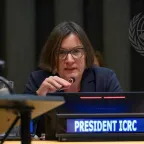 ICRC president, Mirjana Spoljaric, speaking at the UN.