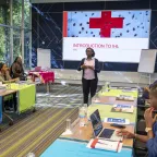 ICRC staff in an IHL session with interlocutors. 