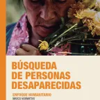 Folleto sobre búsqueda de personas desaparecidas, muestra la fotografía de una mujer sosteniendo unas flores.