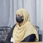 Aziza*, who was recently reconnected with his son, pictured at the ICRC's office in Kabul