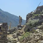 Nurgal district, Kunar province. An old man surveys what is left of the village in the wake of the earthquake in Afghanistan.