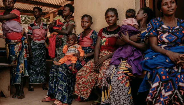 Patients arriving for appointments at Doukouma health centre, supported by the ICRC. Doukouma, Central African Republic, 9th December 2024.