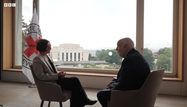 ICRC Presdient Mirjana Spoljaric speaks to the BBC's Jeremy Bowen