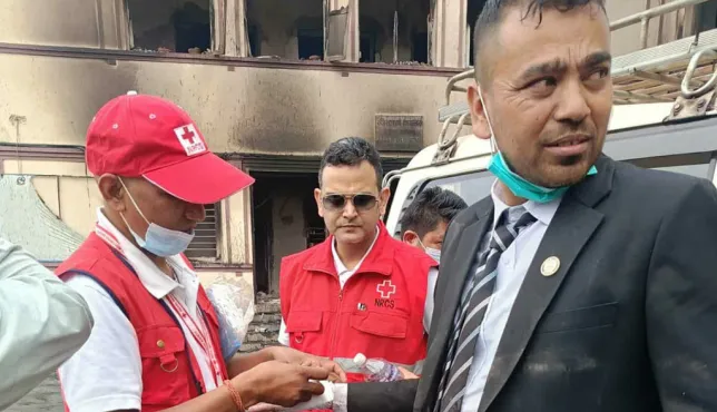 NRCS volunteers during GenZ protests. Kathmandu, Nepal. September 2025