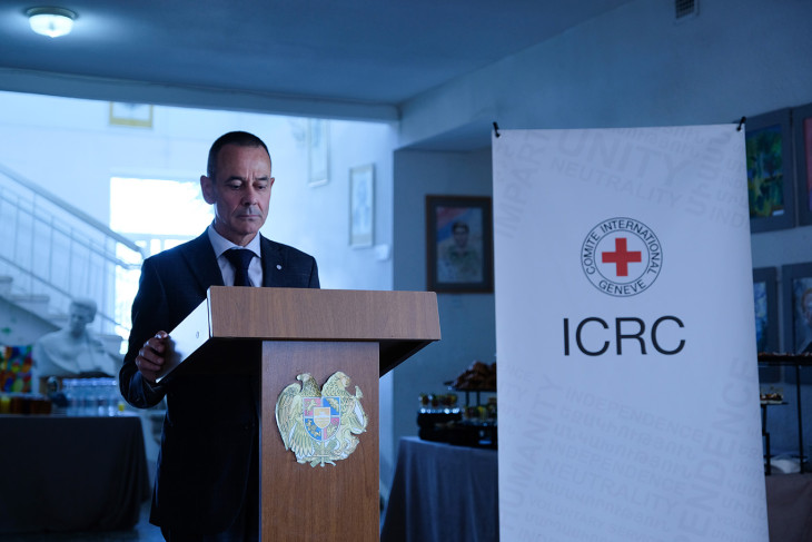 Thierry Ribaux, head of the ICRC’s delegation with his welcome address.