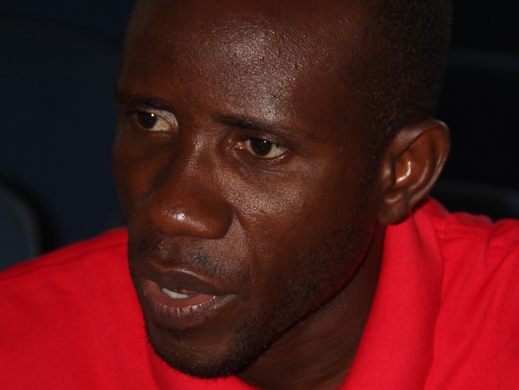 Ebola survivor Gerald Dennis speaks during the Red Cross press conference.
