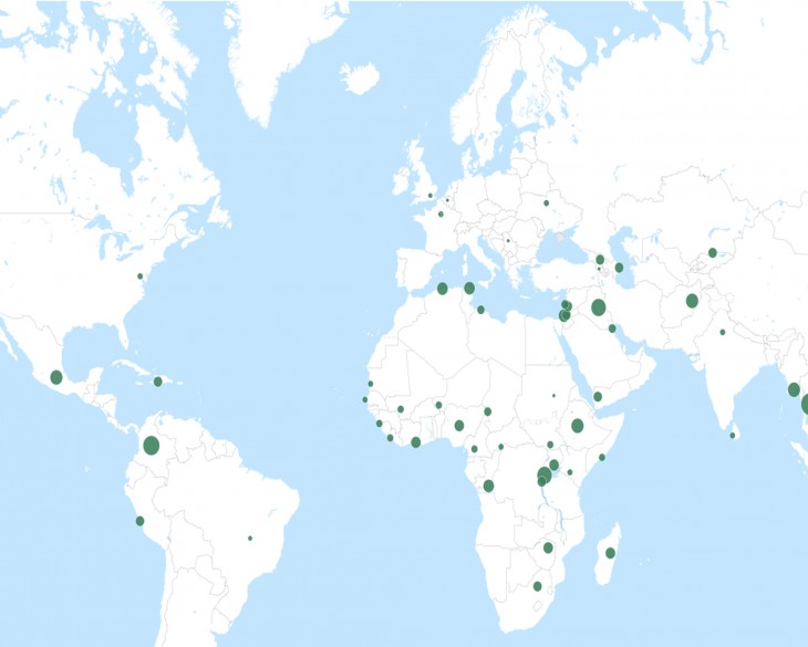 Map of ICRC detention activities, 2014