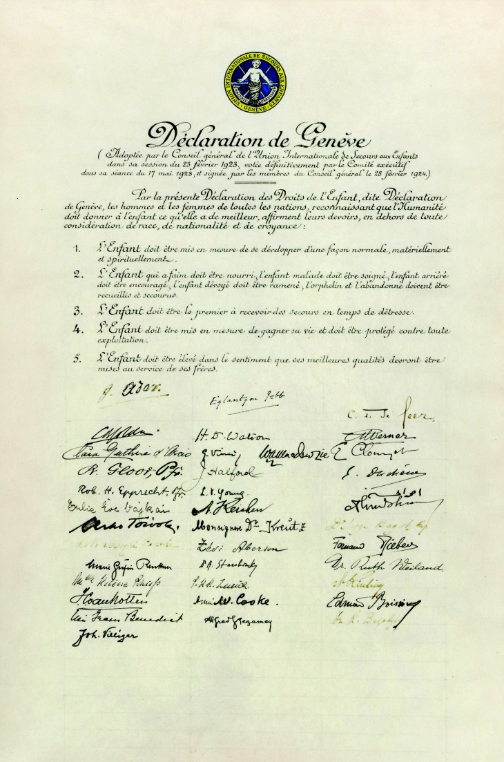 Geneva Declaration - Declaration of the Rights of the Child, signed in 1923