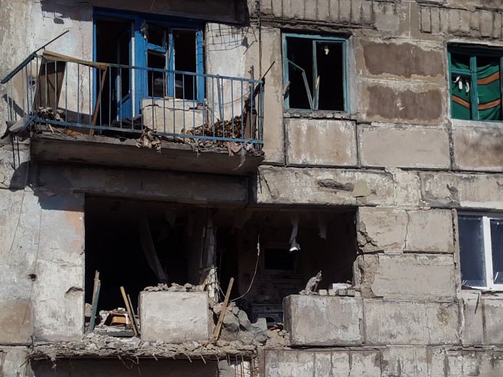 Novotoshkivka, Lugansk region, Ukraine. An apartment destroyed in the fighting.