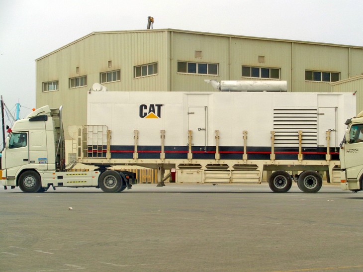 Salalah, Oman. One of three generators awaits loading.