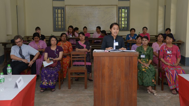 Htike Htike Wai pleads her case during simulated proceedings. 